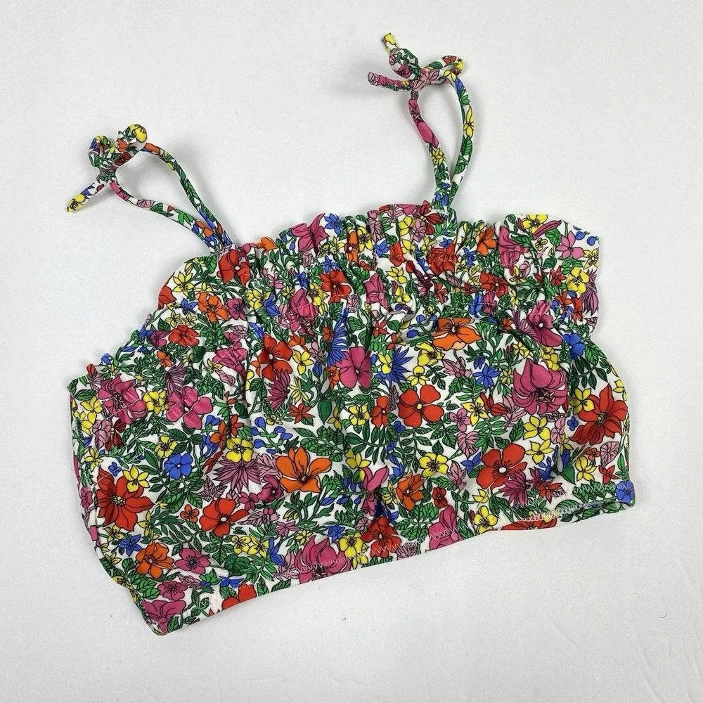 J. Crew‎ Crewcuts Girls Swimsuit Floral Top UPF 50+ Size 4/5 New